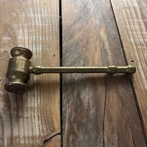 Solid Brass Hammer Auctioneer Judge Gavel 6" Paperweight Vintage